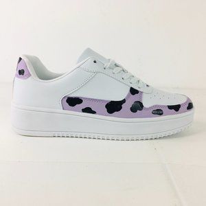 Pastel Purple Cow Print DIY Painted Shoes Size 9